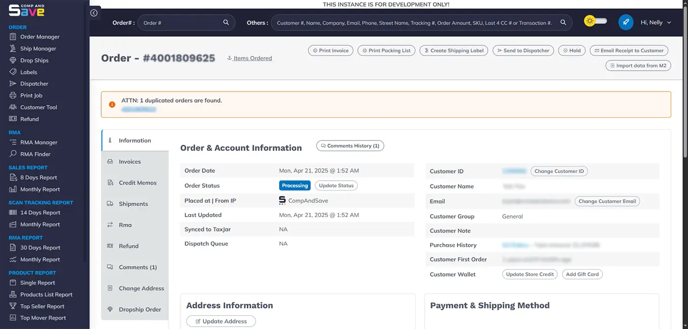 Order Processing Management