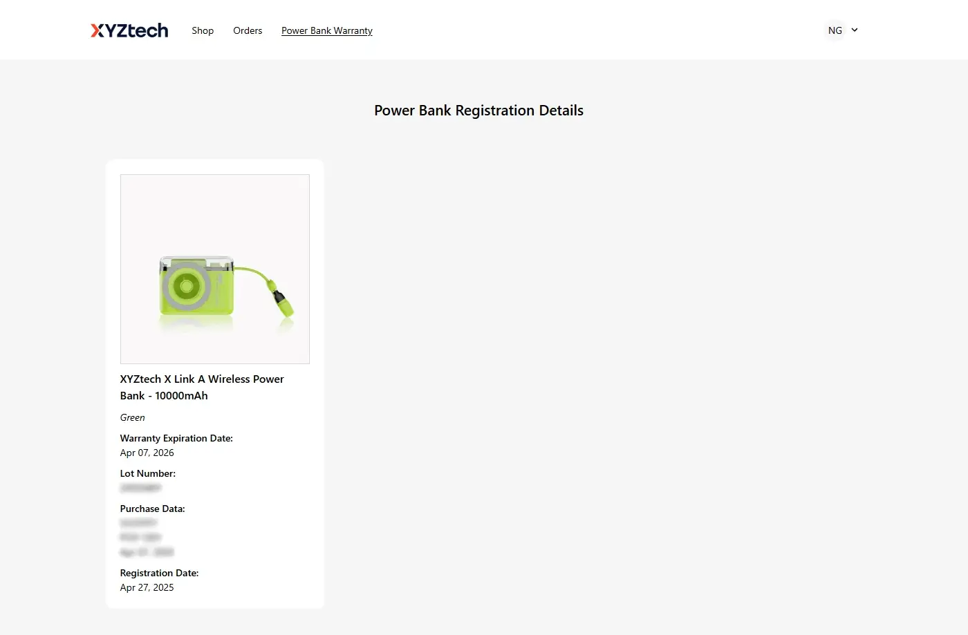 Product Registration